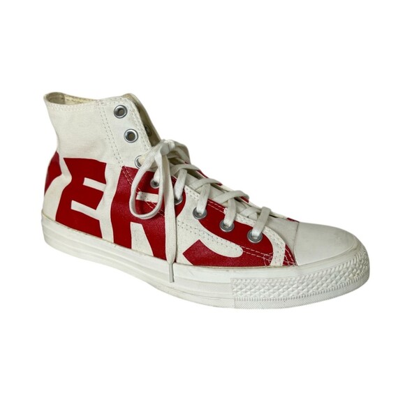 Converse Chuck Taylor All Star Wordmark Natural Red Canvas Hi Tops M10.5 / W12.5 - Picture 13 of 13